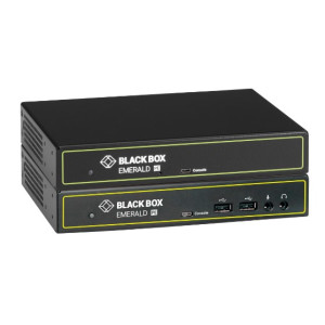 Black Box EMD2002PE-K-R2 DVI KVM-over-IP Extender Kit, Dual-Monitor, DVI-D, USB 2.0, Audio, PoE, Dual Network Ports RJ45 and SFP